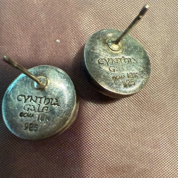 Vintage Cynthia Gale Gold/Bronze 925 Sterling Silver Stud Earrings MSRP$140 - Picture 9 of 9